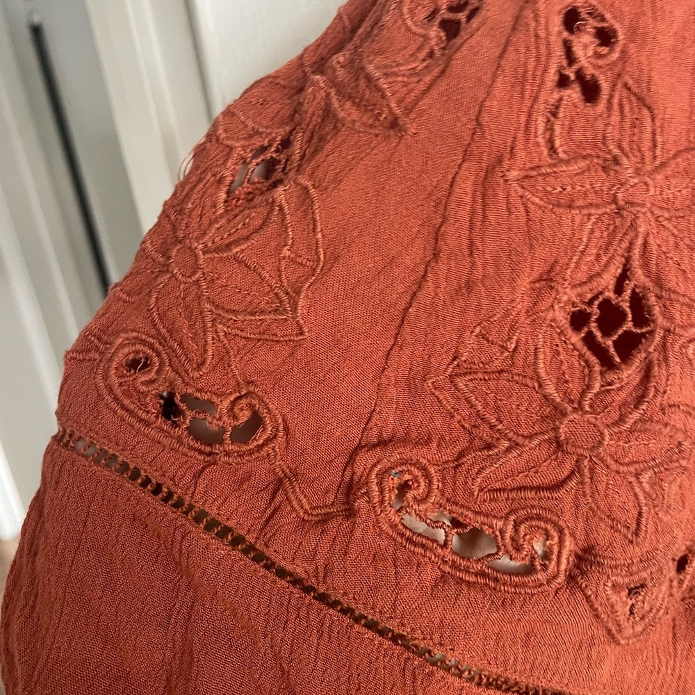 Free people Rust Embroidered Spaghetti Strap Dress - Picture 3 of 6